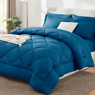 Queen Bed in a Bag 7-Pieces Comforter Sets with Comforter and Sheets Teal All Se