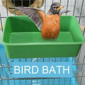 Bird Water Bath Tub Pet Bird Bowl Parrots Parakeet Birdbath Cage Hanging