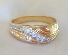 14K Yellow Gold Band Channel Chunky Diamond Ring - 6.95 gms, Sz 11, 0.36 ctw