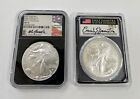 Lot of (2) 2021 Type 2 Silver Eagles, Both MS70 First Strike, Both Hand Signed