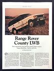 1993 Range Rover County LWB SUV Road Test Technical Data Photos Review Article