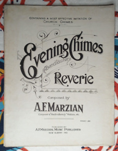 Evening Chimes Reverie A F Martin 1913 Large Format Sheet Music