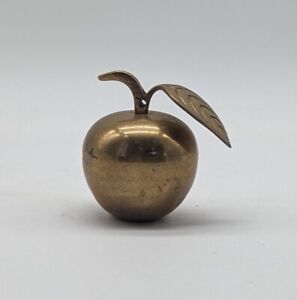 New ListingVintage Brass Mini Apple with Stem & Leaf *2.5