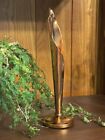 Vintage Rhodesian Copper Lily Design Weighted Footed Vase 8.5” Tall Shine Unique