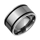 Titanium Black Acrylic Inlay Ring 11mm Wide  Wedding Band Free Sizing 4 to 14