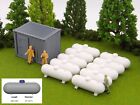 10 Pack - HO Scale 500 Gallon Propane Tanks plus a Filling Shed - To Scale