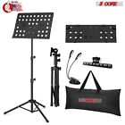 2 IN 1 Dual Use Sheet Music Stand Folding Portable Boom Holder Metal Base Clip