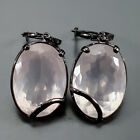 Jewelry Handmade 45ct+ Rose Quartz Earrings 925 Sterling Silver /E110435