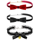 Womens Velvet Bow Knot Lace Bell Adjustable Choker Collar Necklace Party Jewelry