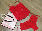 Victoria's Secret VS  Red Wicked M Unlined  Corset Top  Cheeky Panty  & Stocking