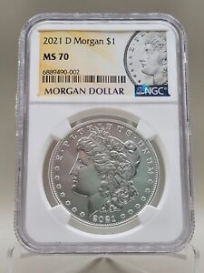 2021 D Morgan Silver Dollar NGC MS 70 with Certificate & Box
