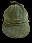 Vintage Polo Ralph Lauren Corduroy Green Trapper Hat Outdoors Cap Ear Flap L/XL