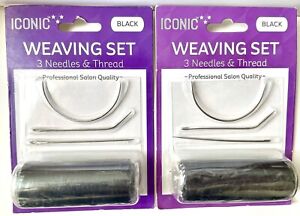NEW 2pk Iconic Hair Weaving Set 3 Needles & Thread Professional Salon Quality