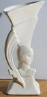 Vintage 8-inch Czech Republic Art Deco Vase Right Facing Lady with Handle