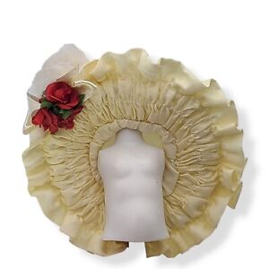 Authentic Madame Alexander Big Light Yellow Hat w/ Red Rose for 8