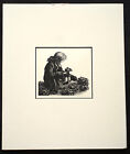 Clare Leighton - 'PICKING PRIMROSES'  1937 lithograph, mounted & frame ready