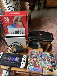 Nintendo Switch OLED Model With 3 Games Box Case And More Bundle Lot