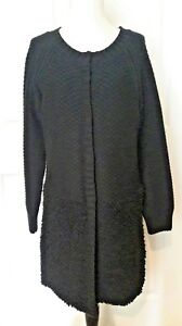 SANCTUARY Sweater Coat Jacket Small Women's Oversized Black Faux Fur