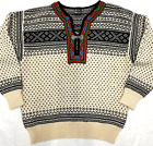 DALE OF NORWAY Setesdal White Metal Clasp Norwegian Wool Women's Sweater - Sz: L