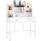 Vanity Desk w/ Mirror & 3 Color Lights & 2 Storage Drawers Makeup Vanity table