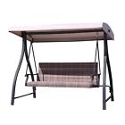 Aoodor 3-Seat Outdoor Rattan Patio Swing with Adjustable All-Weather Canopy
