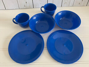 Step2 Play Kitchen 2x Blue Plastic Bowls Plates Cups