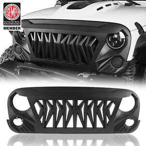 Front Matte Black Shark Grille Replacement Grill For Jeep Wrangler JK 2007-2018 (For: Jeep)
