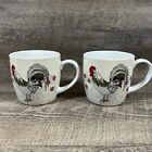 CHICKEN Rooster Hen Coffee Cup Mug Now Designs Farmhouse Country Rustic Set of 2