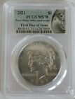 2021-P PEACE SILVER DOLLAR PCGS MS70 FIRST DAY OF ISSUE w/ MORGAN STYLE LABEL