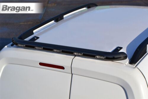 Rear Roof Light Bar + LED To Fit VW Volkswagen Caddy 2021+ Steel Van Tube -BLACK