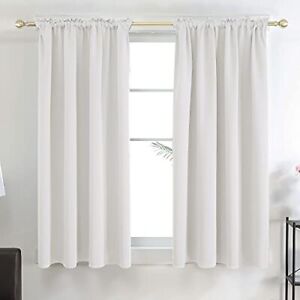 New Listing Curtains 45 Inch Length for Bedroom - Short Curtains 42x45 Inch Greyish White