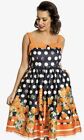Lindy Bop Saskia Fit & Flair Classic Polkadot Oranges Rockabilly Size 10 Dress
