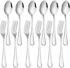 Stainless Steel Dinner Forks and Spoons Silverware Set Heavy-Duty Set of 12