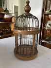 Vintage Wood & Metal Wire Domed Bird Cage With Swing 12 Inches Tall