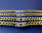 10K Yellow Gold 6mm-13mm Monaco Miami Cuban Link Chain Necklace CZ Pave