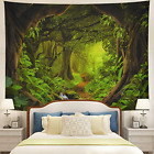 Tushelia Forest Tapestry Nature Tree Cave Tapestry Wall Hanging Misty Forest Tap