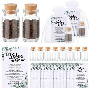 100 Sets Wedding Favors for Guests 100 Small Glass Bottles Clear Vials with C...