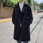 Mens Long Jacket Trench Coat Double-breasted Button Up Outwear Overcoats Casual