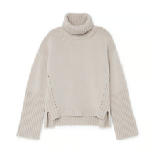G. Label By Goop Women's Small Oat Beige Yang High-Cuff Turtleneck Sweater Top