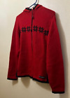Dale Of Norway Sport Red Wool Snowflake Full Zip Knit Long Sleeve Sweater XL