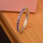 925 Sterling Silver Stackable Round 2 MM Amethyst Women Mothers Day Ring