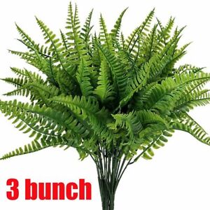 3X Artificial Fake Boston Fern Plants Bushes Artificial Ferns Outdoor Decor US