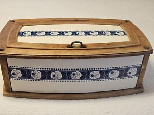 Antq.  Porcellain Wood Framed German Bread Box C 1870 -Rare Find -Beeive Mark-