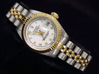 Rolex Datejust Ladies 18K Yellow Gold & Stainless Steel Watch White Roman 69173
