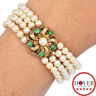 Vintage Jade Pearl 14K Gold Beaded Multi-Strand Bracelet 30.8 Grams NR
