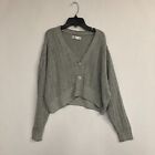 Hollister Women Crop Cardigan Knit Sweater Top Size Medium Gray B172 -20