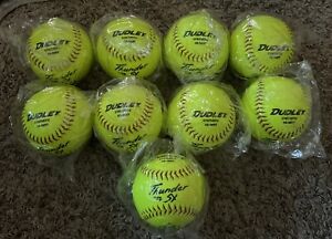 (9) Dudley 11” ASA Yellow Fastpitch Softball Thunder Sx Official SY-12 New.