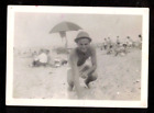 Vintage Antique Photograph Man Squating in Sand at the Beach