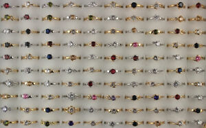 35pcs Wholesale Lots Wedding Engagement Jewelry Round Cubic Zirconia Lady Rings