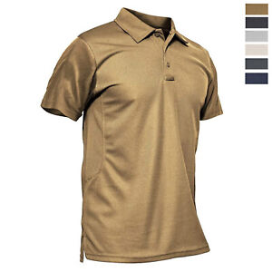 Men's Short Sleeve Tactical Polo Shirts Quick Dry Team Combat Work Casual Golf T